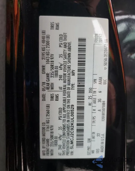 2019 Lincoln Mkc Select z USA, uszkodzony, nr VIN 5LMCJ2C92KUL00529